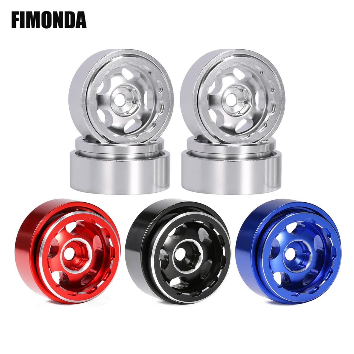 4Pcs Aluminum 1.0 Beadlock Wheel Rims with Negative Offset for 1/24 1/18 RC Car Crawler TRX4M SCX24 AX24 FCX24 Enduro24 Upgrade