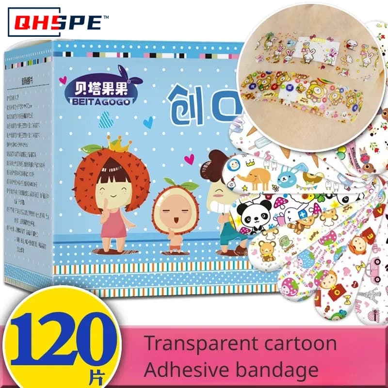 120pcs/set Cartoon Band Aid for Children Kids Skin Vaccine Injection Hole Patch Wound Plaster Kawaii Adhesive Bandages