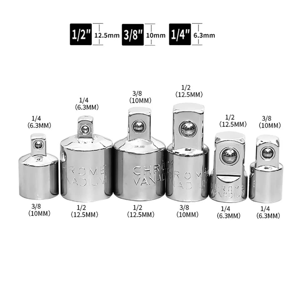 1/4" 3/8" 1/2" Ratchet Wrench Adapter Chrome Vanadium Sleeve Drive Socket Converter Wrench Transform Joint