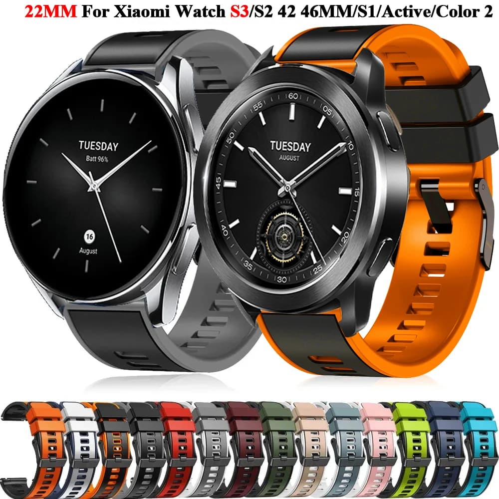 22MM Silicone Wrist Bands For Xiaomi Watch 2 Pro Sport Strap For Xiaomi Watch S3 S2 S1 Mi Watch Color 2/C3/A2 Bracelet Watchband