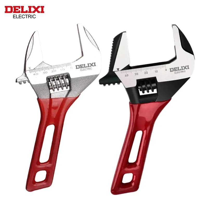 DELIXI ELECTRIC Short Handle Wrench,Big Opening Ratchet Wheel Adjustable Bathroom Wrench,for MaintainingBathroomPiping Facilitie