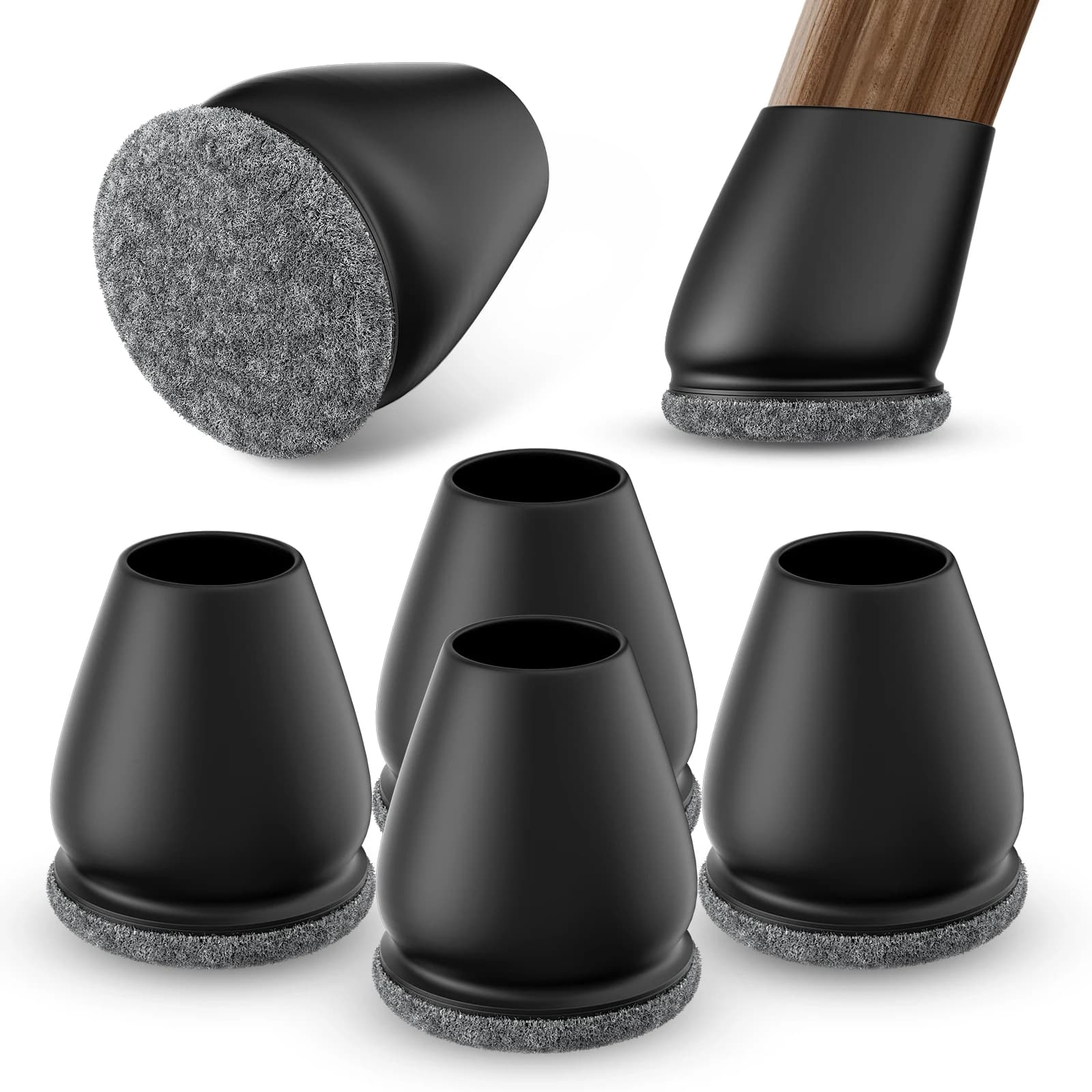 8PCS Silicone Chair Leg Floor Protectors Foot Cover Diagonal with Thick Wrap Felt Pads TPE Furniture Table Feet Protect Floors