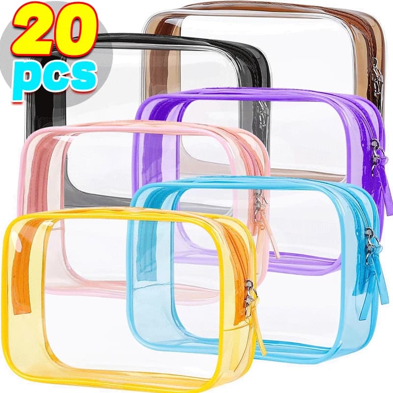 1/20pcs Transparent PVC Storage Travel Organizer Clear Makeup Bag Beautician Cosmetic Bag Beauty Case Toiletry Bag Wash Bags