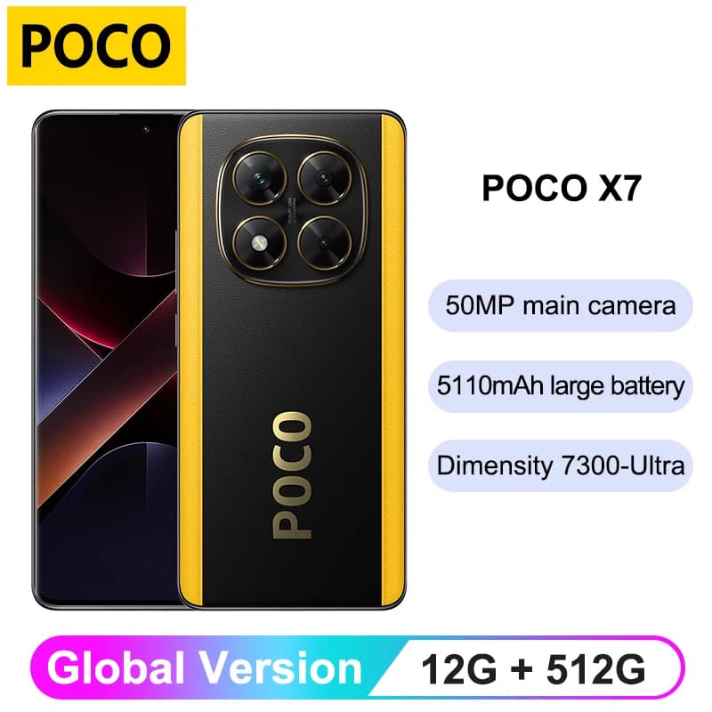 POCO X7 Global Version Smartphone Dimensity 7300-Ultra 6.67" 1.5K AMOLED Curved Display 45W Turbo Charging NFC Cellphone
