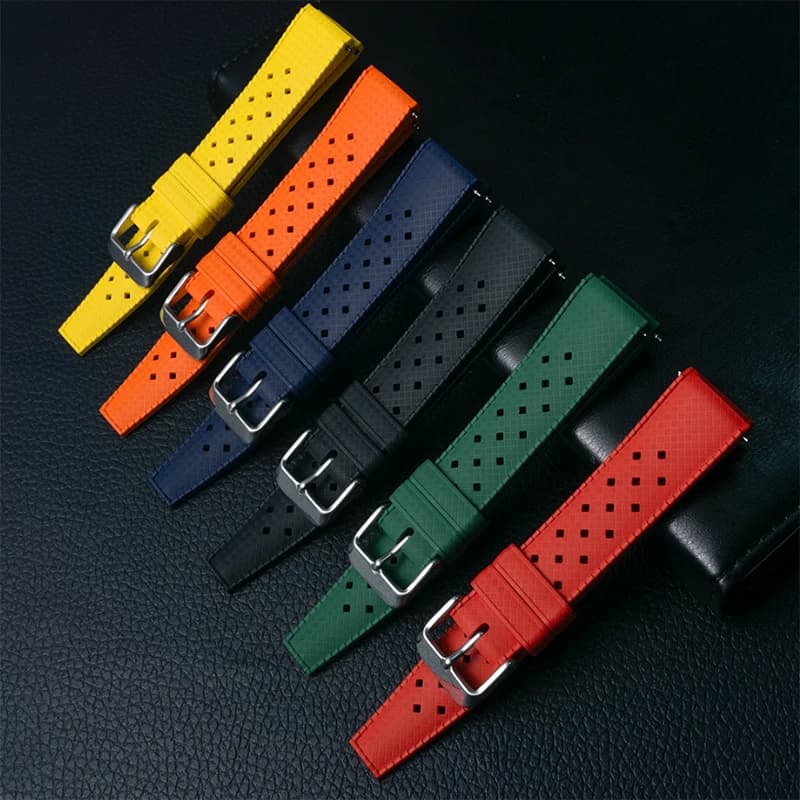 CLASSIC TROPICAL STYLE FKM WATCH STRAP 18mm 20mm 22mm watch band for Seiko for Oris Citizen Replaement Watchbands Bracelet Belt