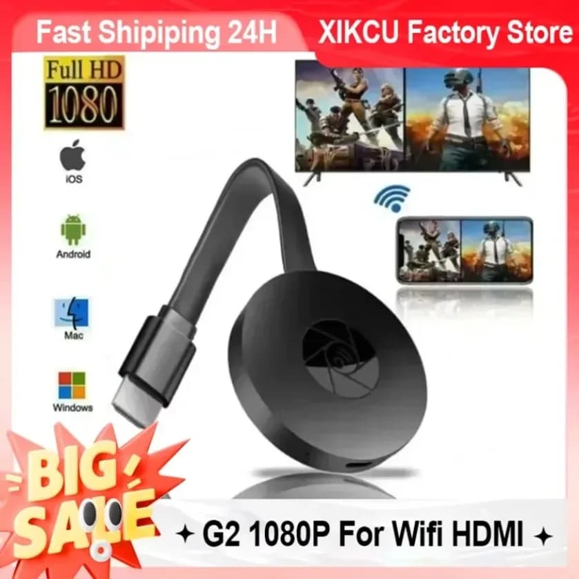 XIKCU G2 1080P HDMI-Compatible For MiraScreen Display Anycast Wifi Miracast Dongle Compatible For TV ios Mirror Screen