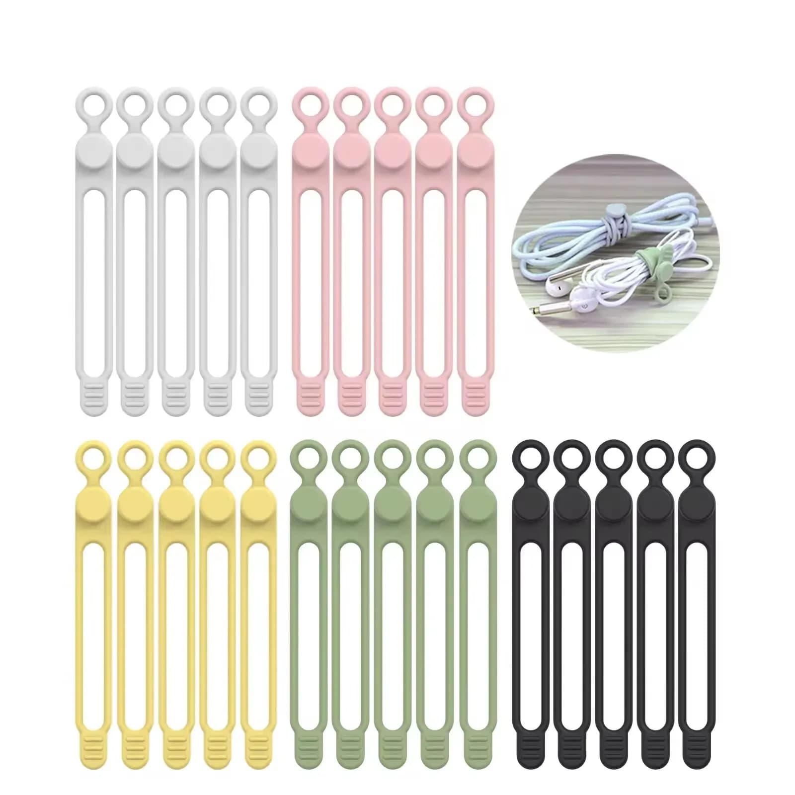 Silicone Cable Tie, Cable Organizer, Cable Straps, Reusable Cord Tie, Travel Cable Organizer, Cute Elastic Tie, Wire Tie