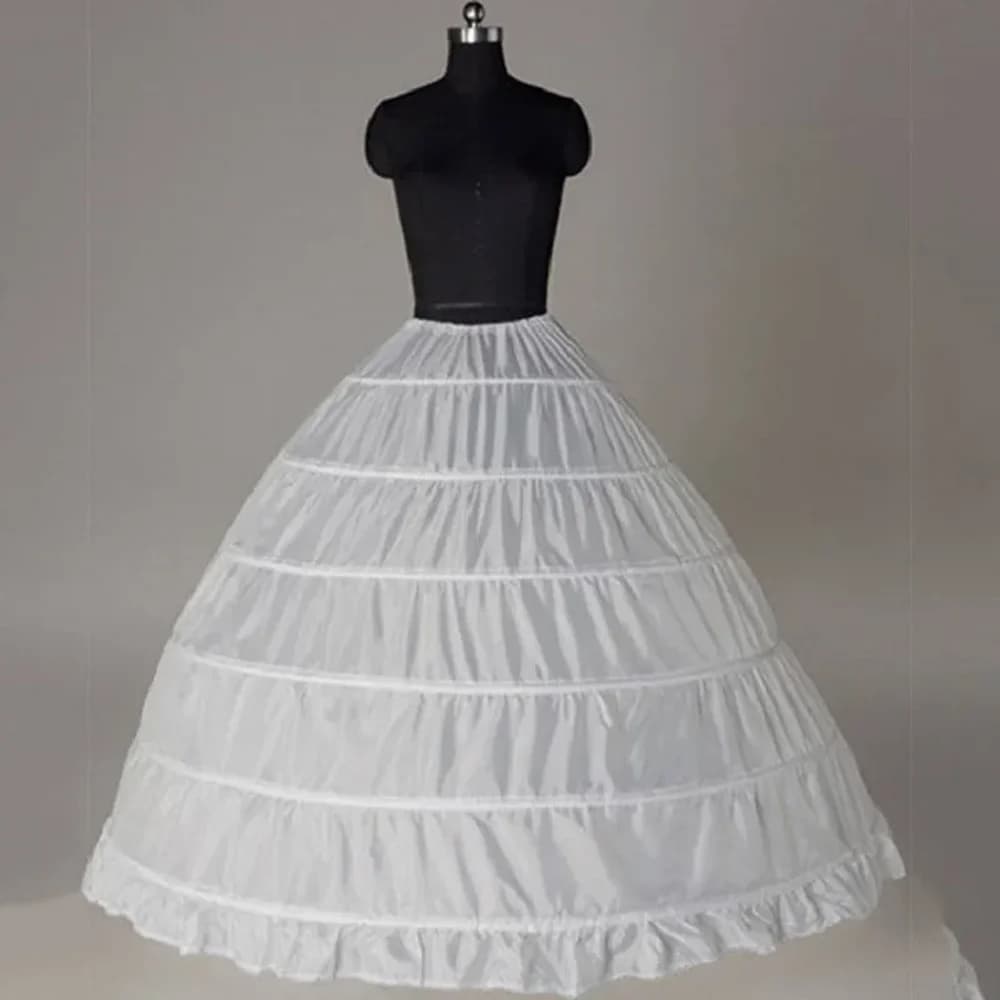 2025 New 6 Hoop Crinoline Black White Long Wedding Petticoat Ball Gown Dress Underskirt Skirt Half Slips Wedding Accessories