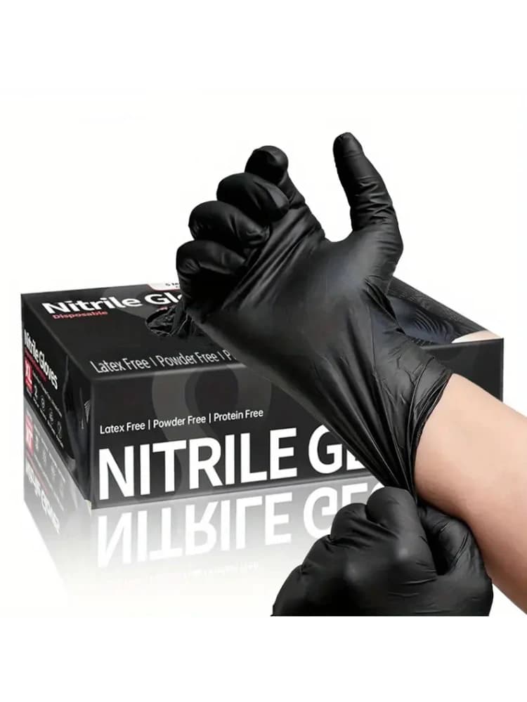 100/50/20PCS Black Nitrile Gloves Disposable Thick Powder Free Cleaning Gloves Textured Kitchen Household Mechanic Tattoo Gloves