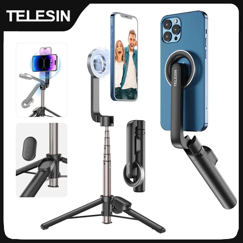 TELESIN Magnetic Selfie Stick Tripod with Remote For Cellphone For iPhone 16 15 14 13 12 Pro Max For HUAWEI XIAOMI SAMSUNG