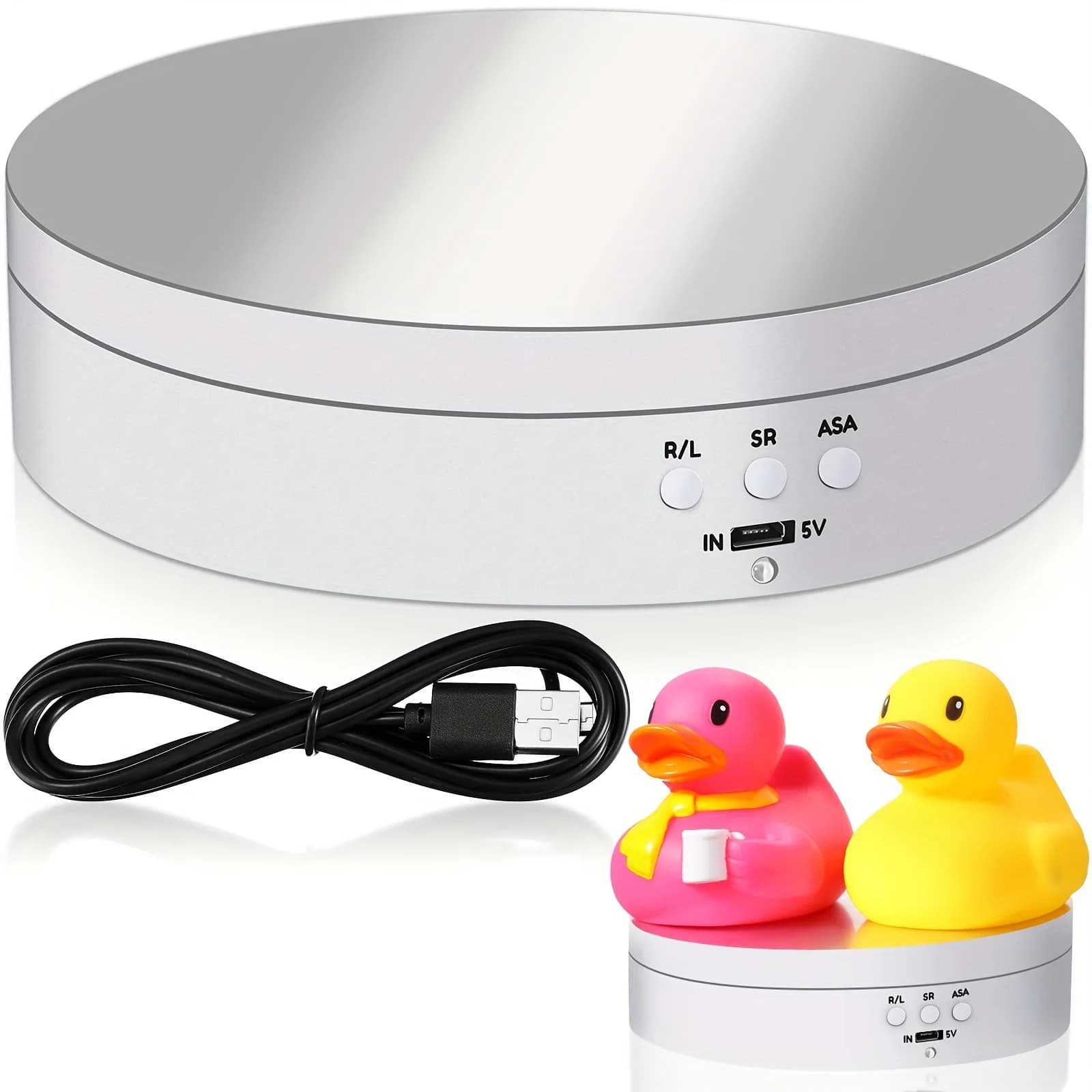 Rotating Display Stand 360-Degree Motorized Spinner Turntable with USB Power Cable for Photography Products and Shows (White)