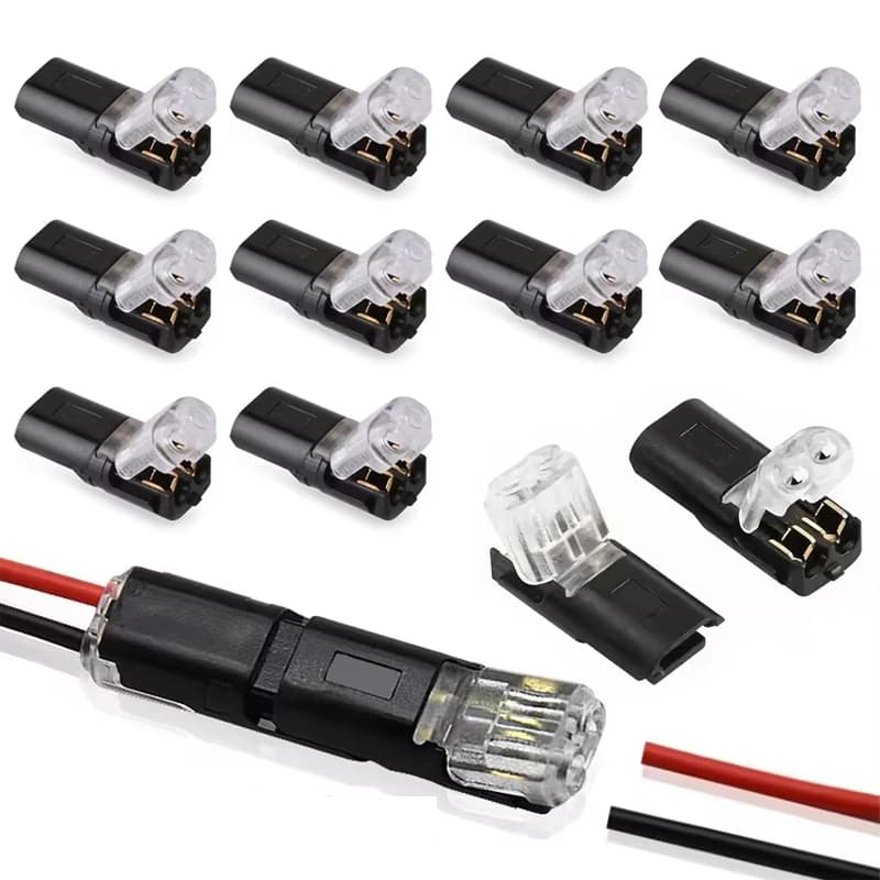 10pcs 2 Pin 2 Way Universal Compact Wire Terminals, No Wire-Stripping Required, Toolless Spring Wire Connectors, Quick Splice