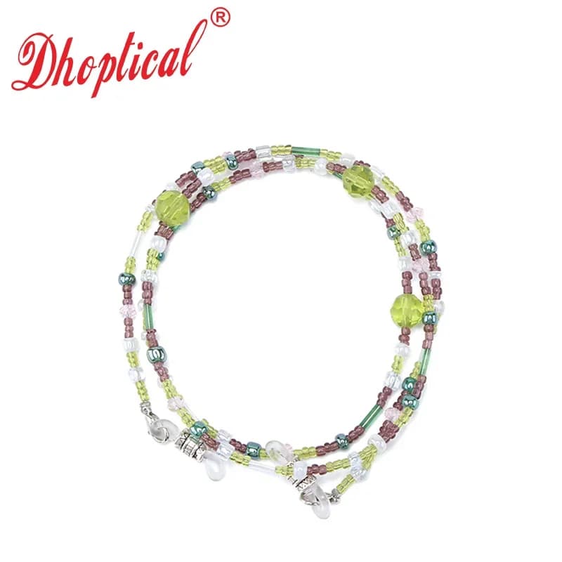 Beaded glasses chain, green fashion eyeglass & sunglass strap for women stylish by dhoptical
