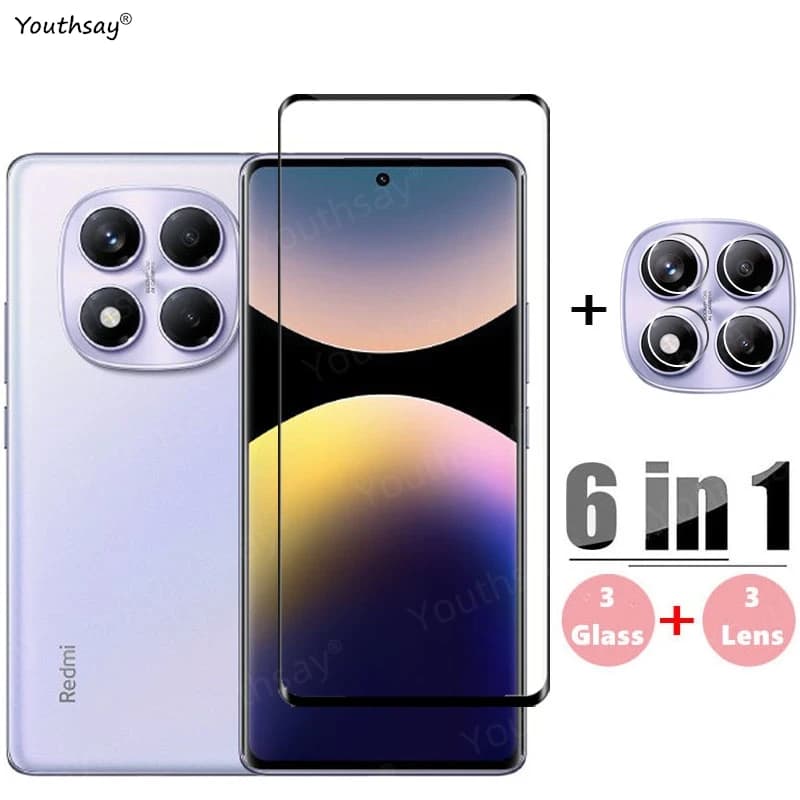 6in1 Glass For Redmi Note 14 Pro Global Full Cover Tempered Glass Redmi Note 14 Pro Screen Protector Lens Film Redmi Note 14 Pro