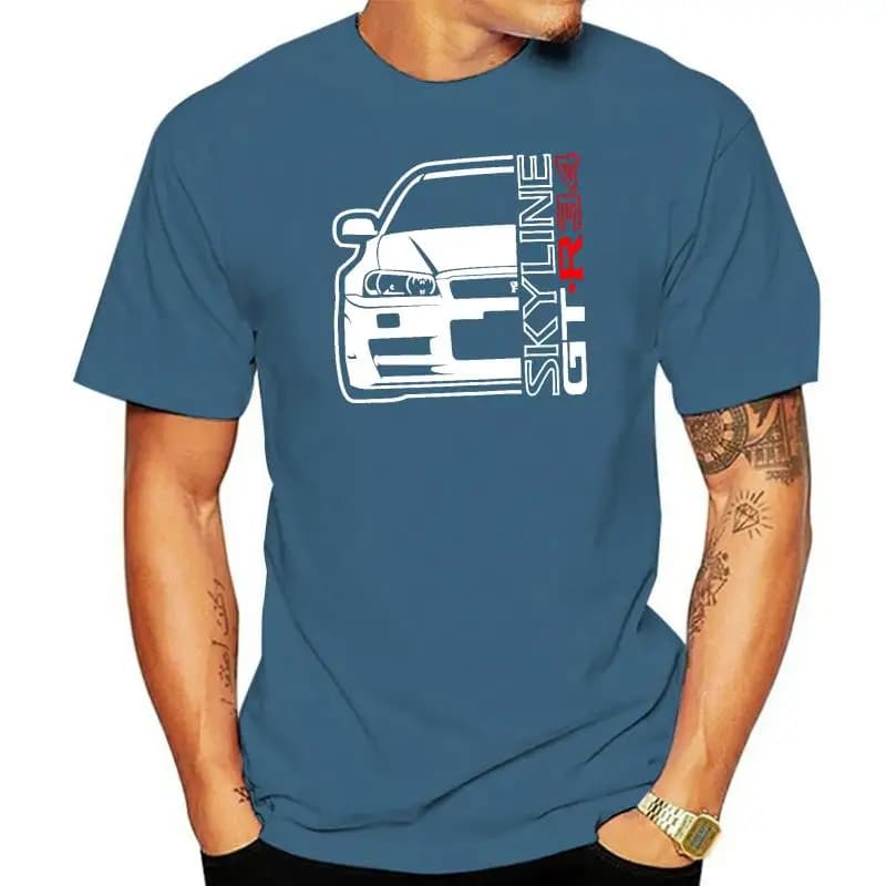 2022 Fashion Summer T Shirt Classic Japanese car fans Skyline GT-R 34 T-SHIRT Tee Shirt