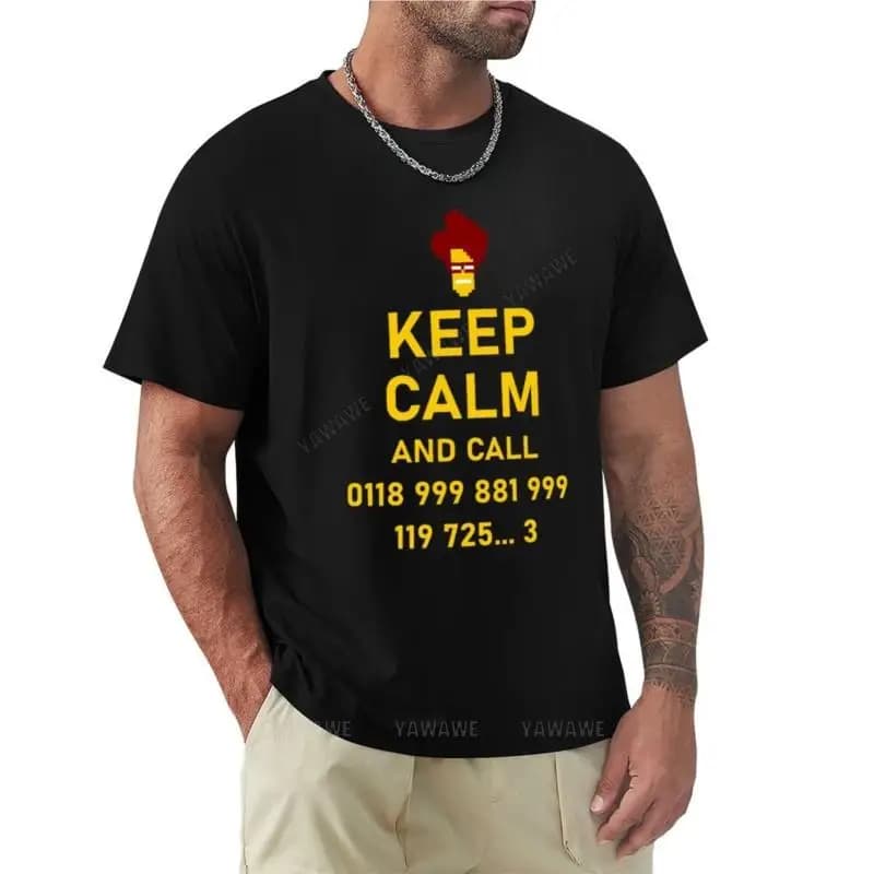KEEP CALM and call 0118 999 881 999 119 725... 3 IT CROWD T-Shirt hippie clothes anime Men's t-shirts