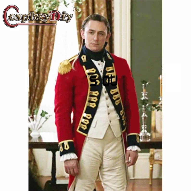 Cosplaydiy New Red Men Scandalous Lady W2 Military suit Gold Braid medieval Colonial Victorian Coat for Adult Men Outfits