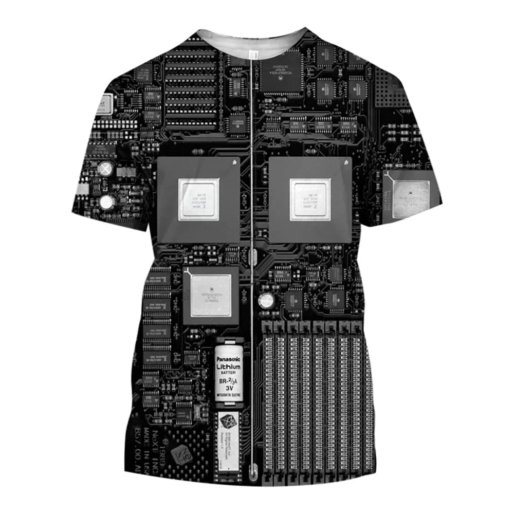 Men's and women's 3D electronic chip T-shirts, computer CPU printed casual short sleeved shirts, large Harajuku streetwear, new