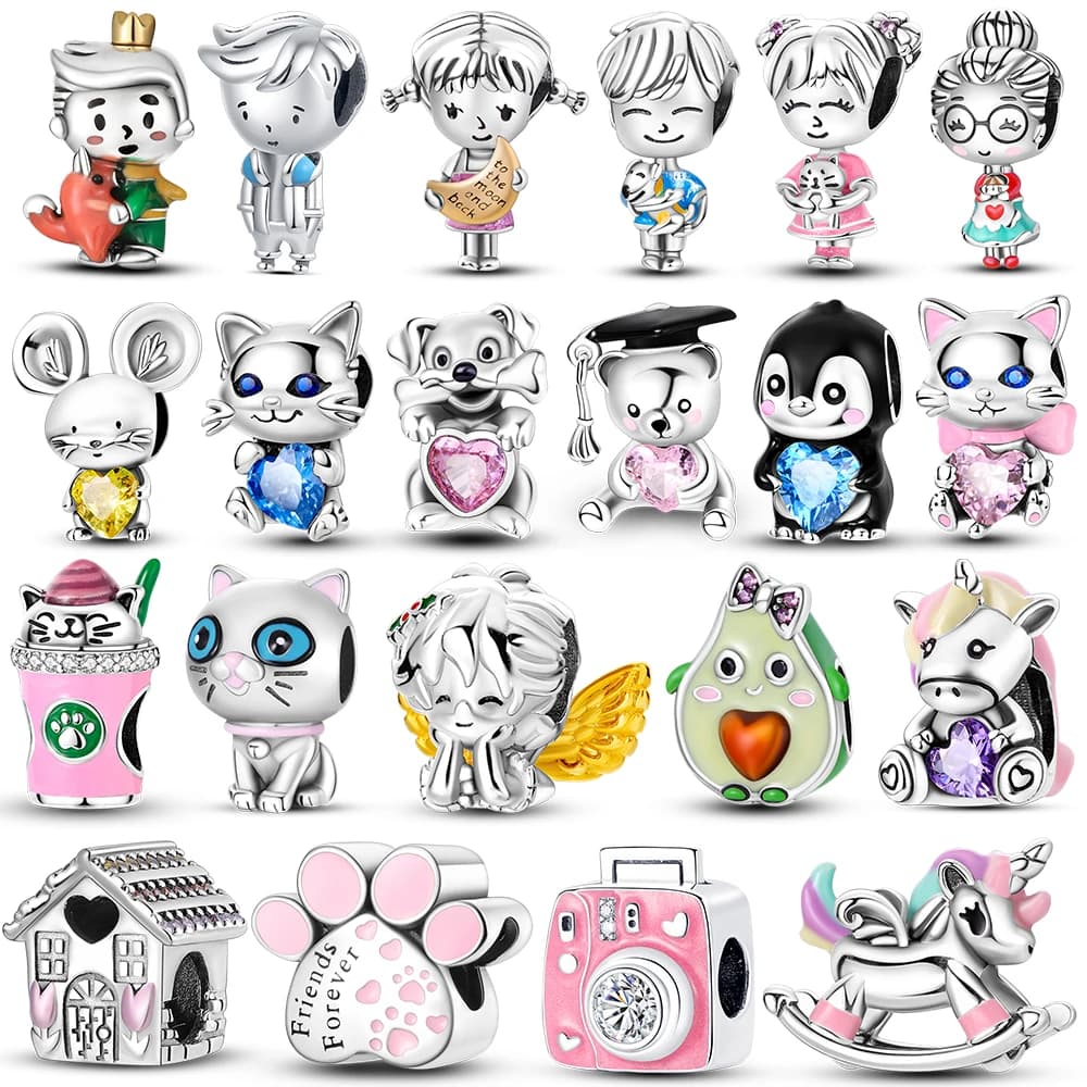 Silver Plated Cute Animals Charms Pendant Lovely Penguin Avocado Dangle Charm Beads Fit Bangle Bracelet Necklace Women Jewelry