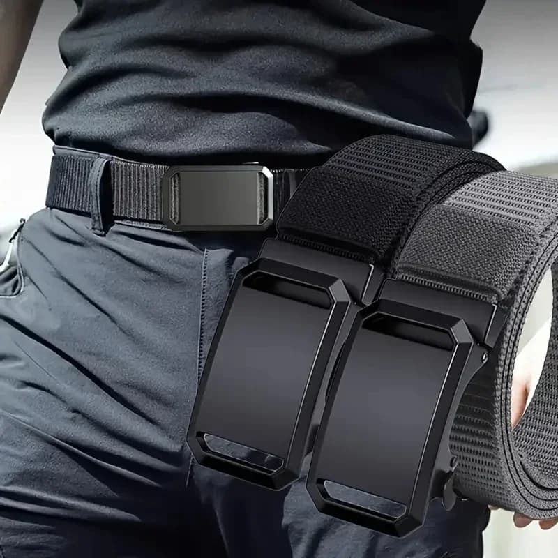 2025 New Automatic Buckle Belt, Canvas Tactical Workwear Casual Outdoor Military Training Pants Belt For Men