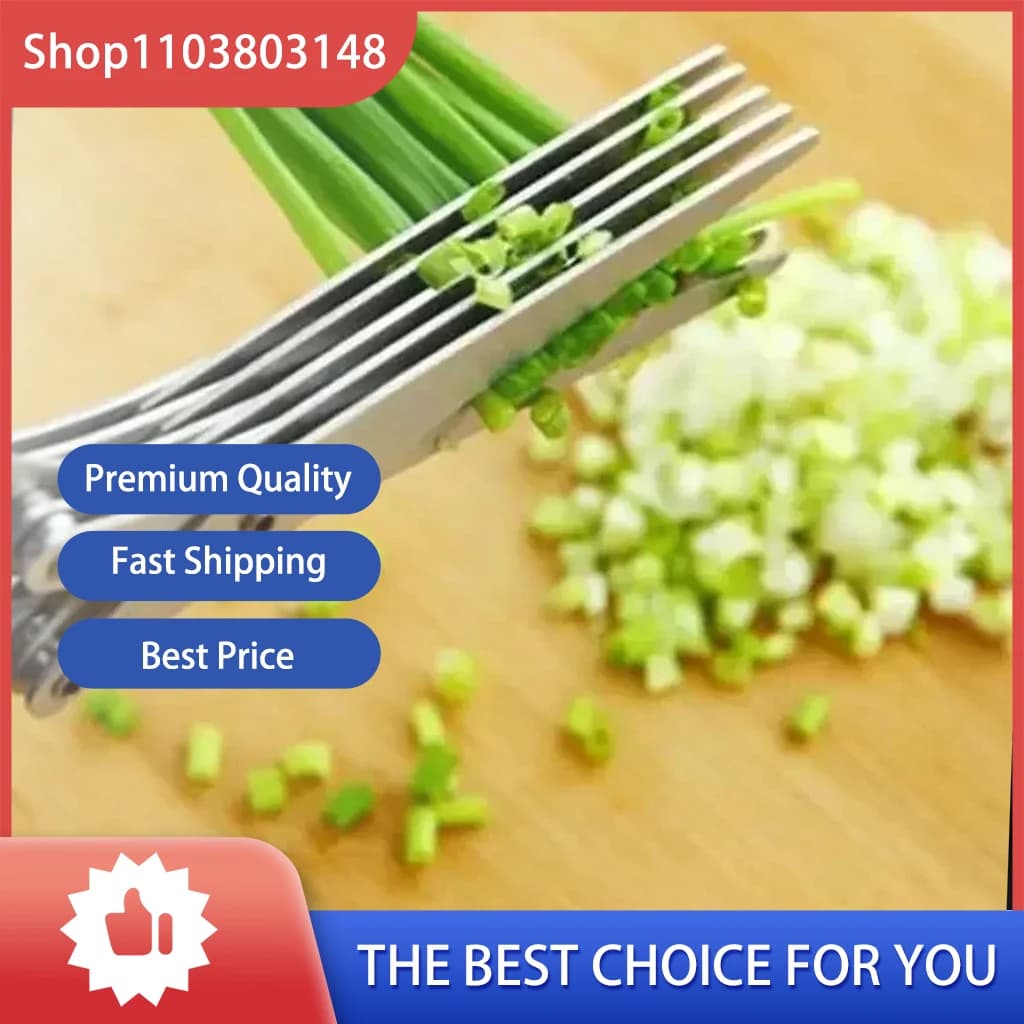 Multi-Layer Kitchen Scissors - Stainless Steel Vegetable Cutter Herbs, Scallions, Laver, and Spices with Efficient Cooking Tool