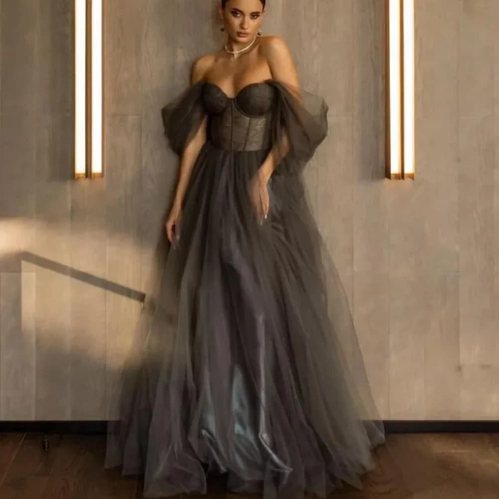 Customized Classic Formal Retro Net Pleat Strapless Long Dresses Cocktail Dresses Exquisite Fashion High Quality Simple Modern S