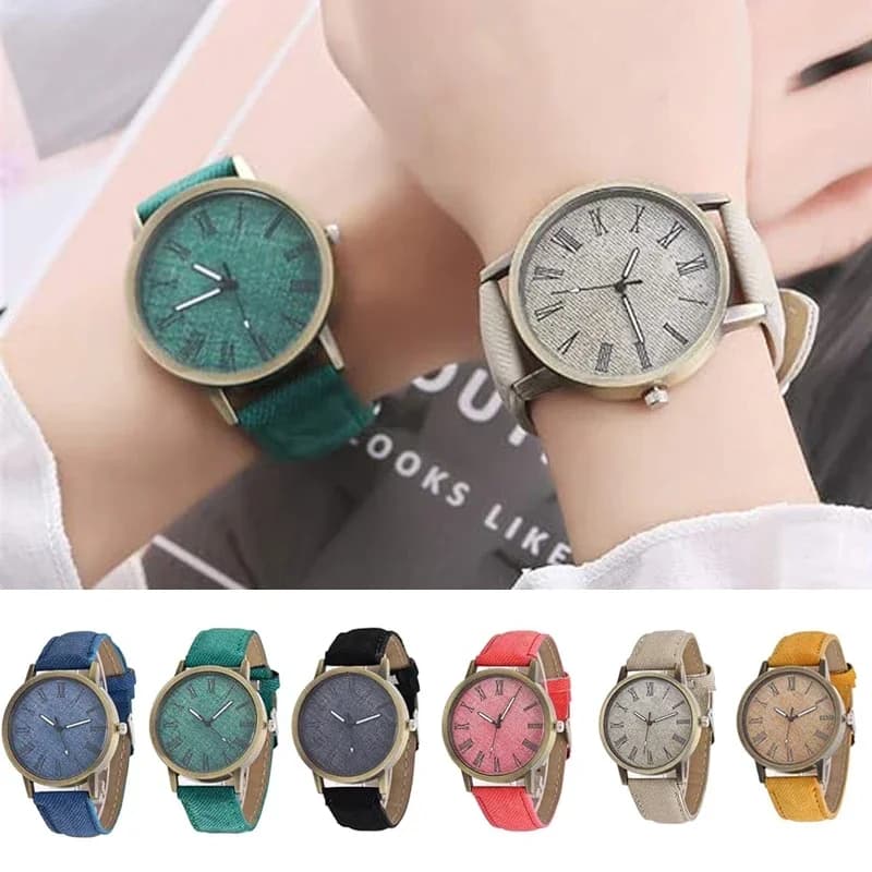 Canvas Denim Straps Watch Roman Watch Fashion Quartz Watch Gift for Friend Lovers Reloj Mujer Watches for Women Reloj De Mujer