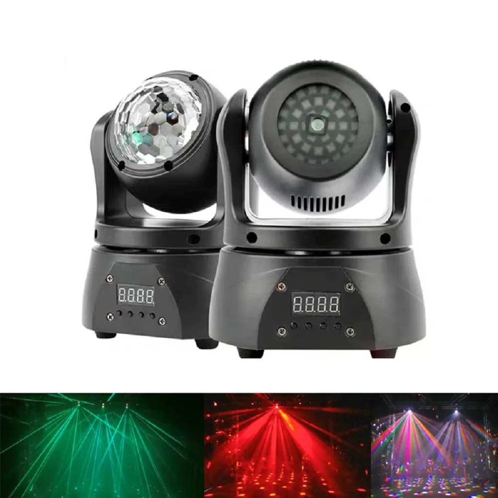 1pcs Disco Christmas Light Moving Head Double Sides Laser Projector Effect Light Rotating Magic Ball Strobe Beam LED Stage Light