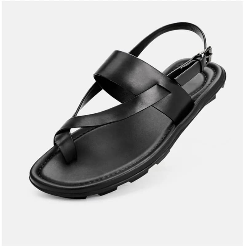 free shipping Summer new genuine leather men's sandals personality casual beach shoes crochet Roman sandals