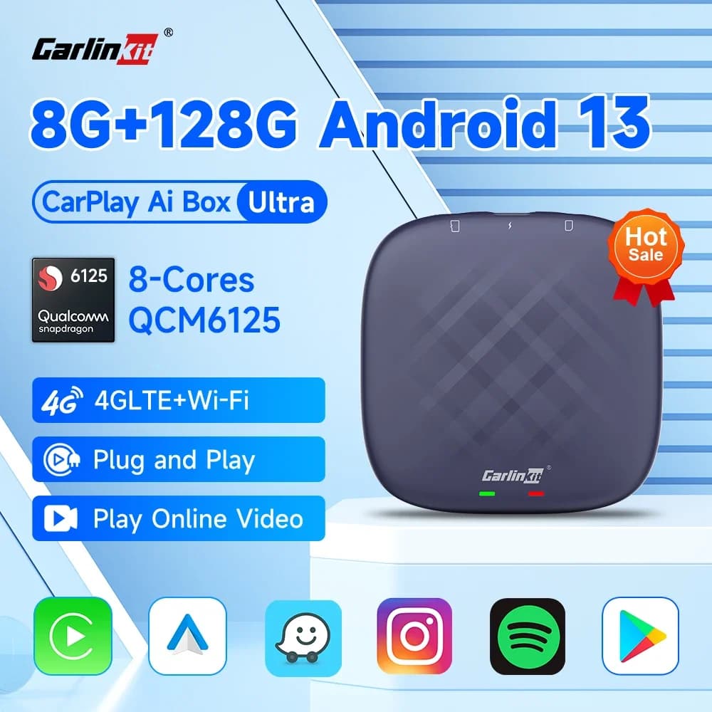 2025 CarlinKit 3 In 1 Android 13 Mini CarPlay Ai Box Android Auto Wireless CarPlay Box QCM6125 6225 8-Core For Wired AA CP Cars