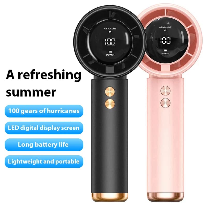 Portable Handheld Fan Air Cooler LED Display Rechargeable High-Speed Turbo Fan Mini Electric fan Outdoor Travel Hand Cooling fan