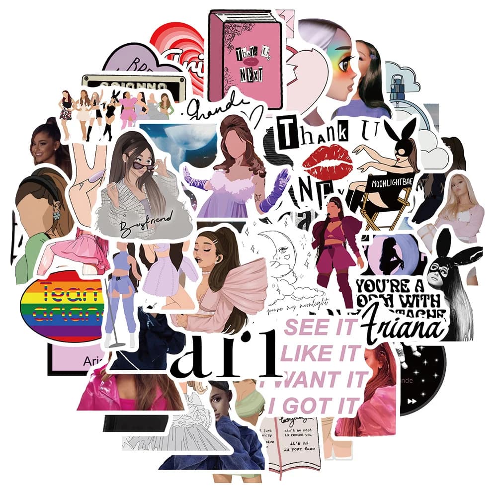 10/30/50pcs Famous Girls Singer Ariana Grande Stickers for Guitar Luggage Skateboard Bike Waterproof Graffiti Sticker Decal Toys