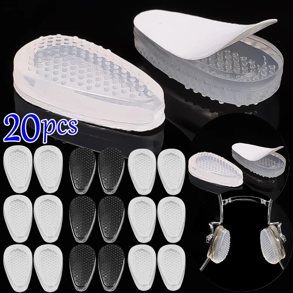 2/20PCS Silicone Glasses Nose Pads Soft Non Slip Air Cushion Nose Holder Transparent Invisible Self Adhesive Sticker Eyewear