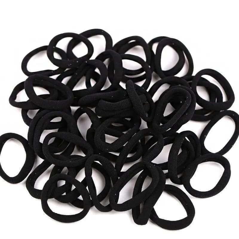 Black Towel Ring 50pcs High Elasticity Seamless Rubber Headdress Hair Ring