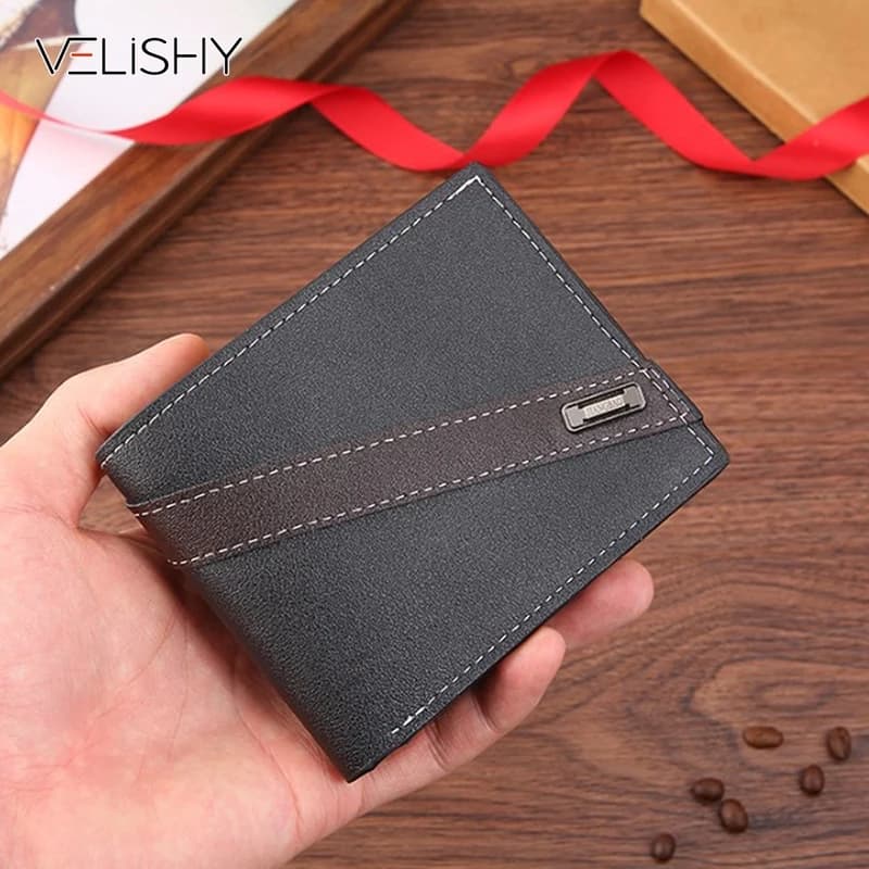 Men Short Bifold Faux Leather Masculina Billetera Credit ID Card Holder Wallet Billfold Purse Clutch Solid Hombre Business Slim