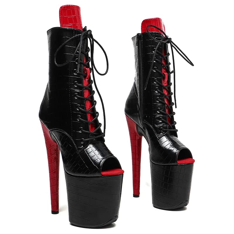 Leecabe 20CM/8inches PU mix color Trendy fashion Platform High Heels party stripper heel Pole Dance boots