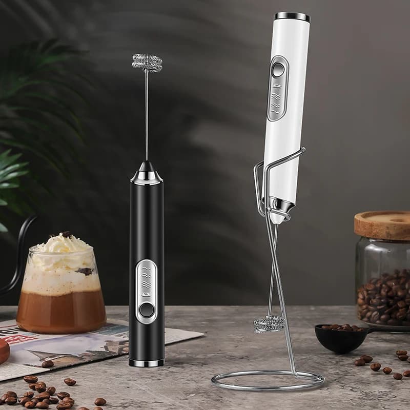 Handheld Double Stick Wireless Whisk Custard Foamer Mini Portable Blender Coffee Milk Three Speed Control Egg White Whipped USB
