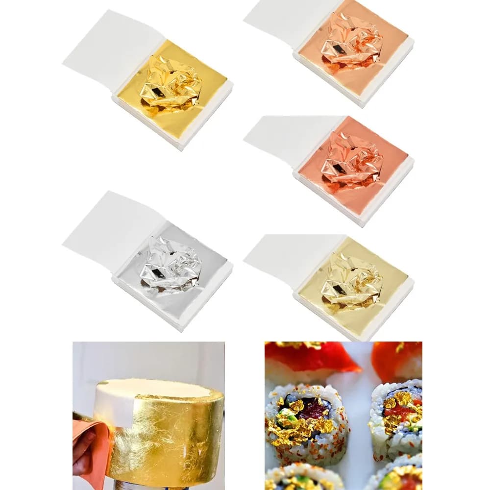 100Pcs Golden Leaf Foil Leaf Sheets Gilding Foil Imitation Gold Leaf for DIY Nails Art Painting Gilding Crafting Decoration