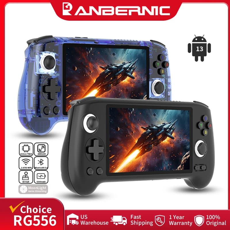 Anbernic RG556 Retro Handheld Games Console 5.48" AMOLED 1080*1920 Screen Android Video Gaming Player Supports AI Assistant FOTA