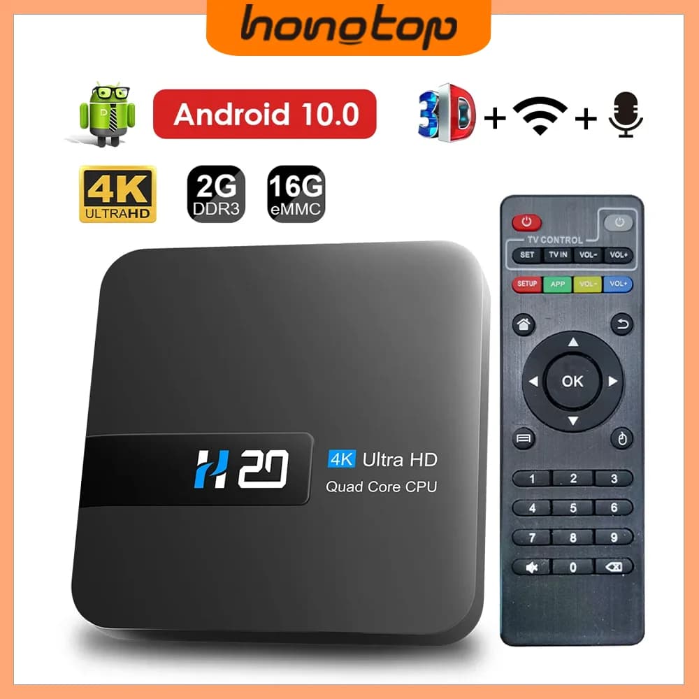 HONGTOP H20 Smart TV Box Android 10.0 2GB 16GB 4K HD H.265 Media Player TV Box Android 3D Play Store Very Fast 1080P Set Top Box