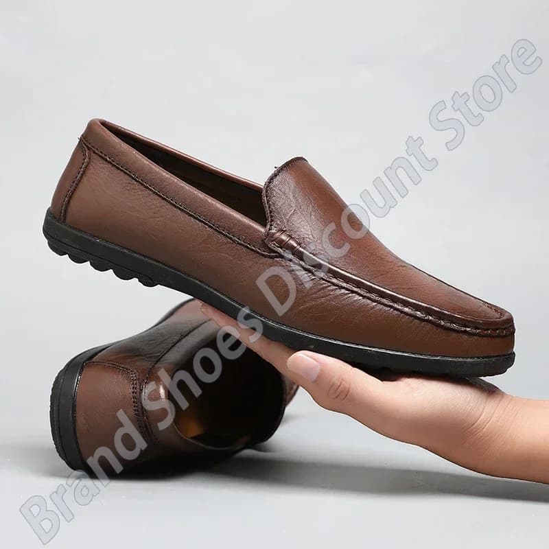 Genuine Leather Men Shoes Casual Luxury Brand Men Loafers Italian Moccasins Breathable Slip on Men Driving Shoes Chaussure Homme