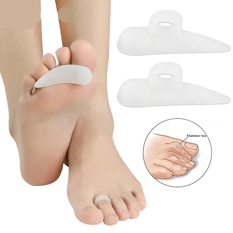 2Pcs=1Pair Gel Hammer Finger Toe Straightener Corrector Overlapping Curled Curved Crooked Clubbed Claw Mallet Foot Care Pedicure