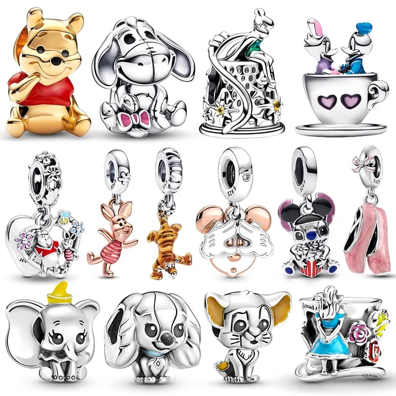 Disney Charms 925 Originales Winnie the Pooh Beads Fits Bracelet Necklace Women Charm Silver 925 Pendant Bead Luxury DIY Jewelry