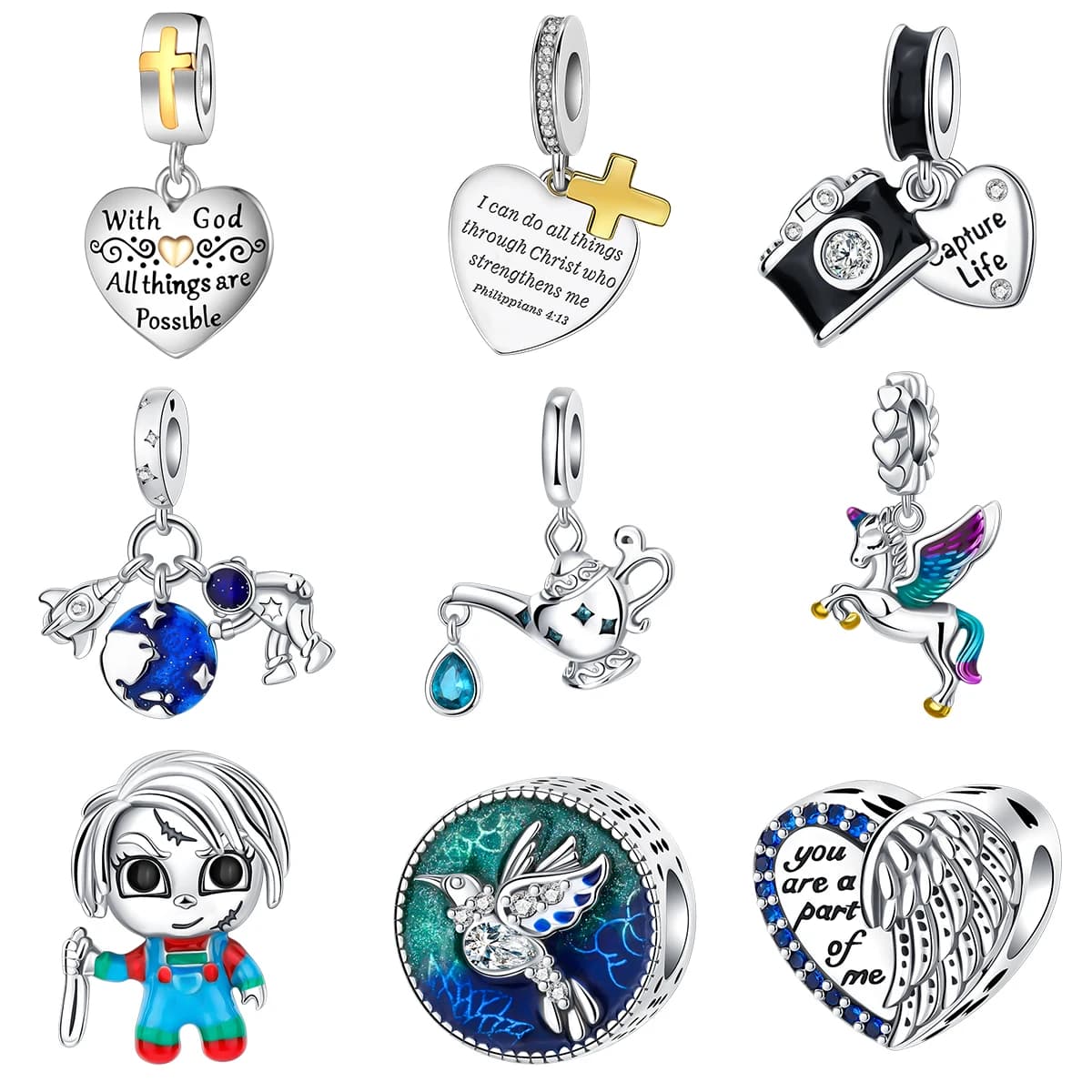 Love Astronaut Earth Bird silver 925 jewelry For 925 Original Bracelet Charm Jewelry Making Bead
