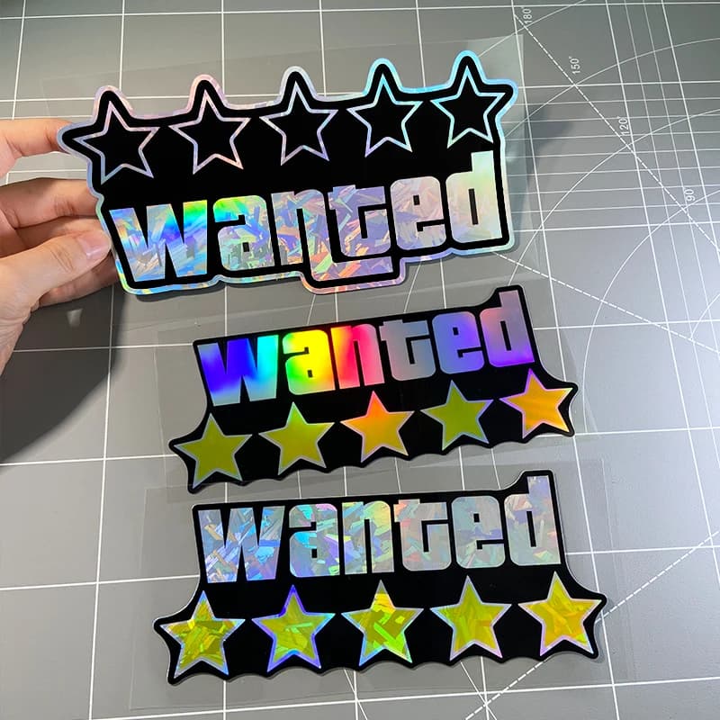 1PC Five Stars Wanted Motorcycle Stickers Waterproof for DIY Motorbike Helmet Box Scooter Body Car Window Universal Vinyl Decals