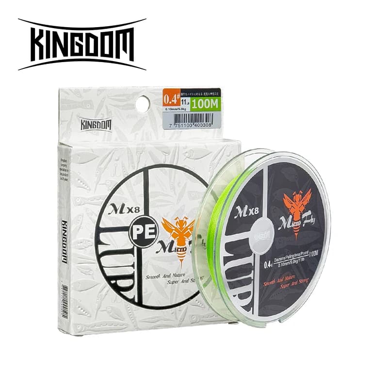 Kingdom Micro Fly 100M 150M Braid PE Fishing Line 8 Strand 0.2#/0.4#/0.6# 9-12LB Far Casting Distance Super Stiff&Strong