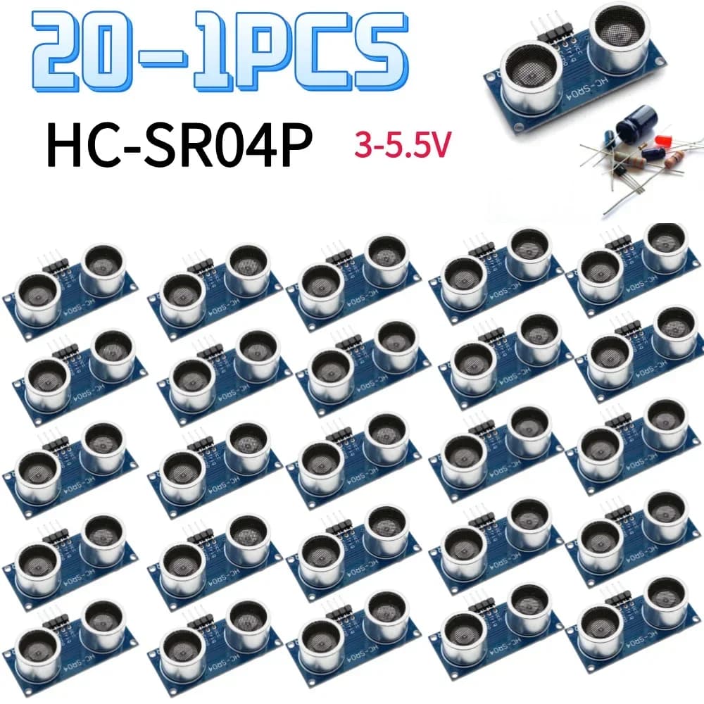20-1PCS HC-SR04P HC-SR04 Ultrasonic Ranging Module Ranging Sensor Module 3-5.5V Wide Voltage Performance Is Stronger
