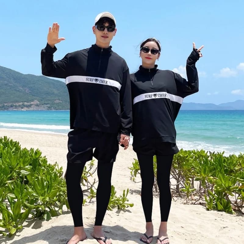Couples Long Sleeve Rash Guards Multi-Piece Swimsuit Swimwear Bathing Suits Surfing Long Pants for Women And Men Beach Wear