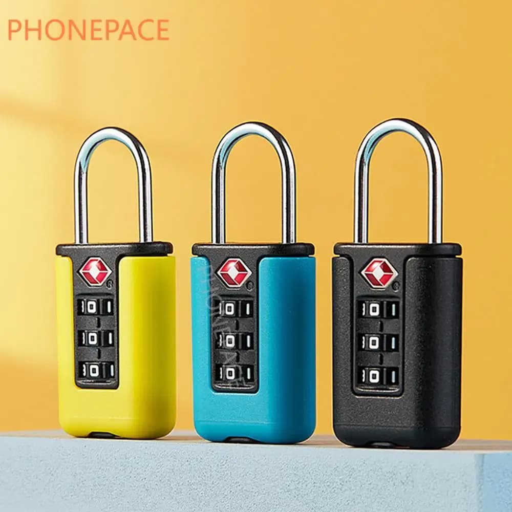 PHONEPACE Black Contrast Design 3-Digit Combination Lock Travel Luggage Padlock Password Changeable Customs Code Lock