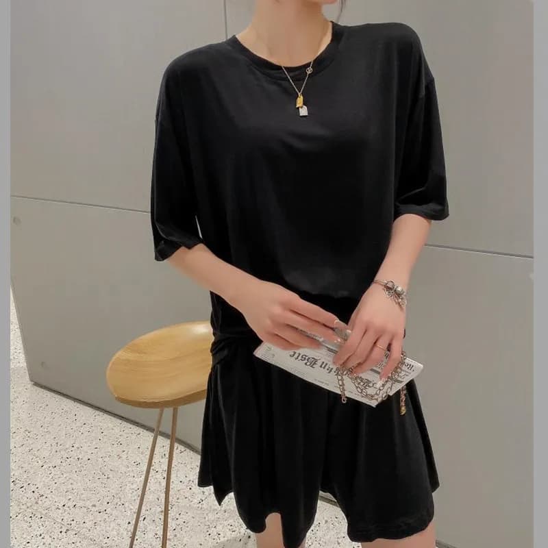 Plus Size Modal Pajamas Women Short Sleeve Shorts Suit Loungewear Sleepwear Set Oversize Pyjamas Femme Home Clothing